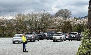 Nur Autos: Normalerweise ist der Parkplatz direkt am Schloss Corvey für Busse vorgesehen. Am Eröffnungstag wird er nur von Autos genutzt. - Ralf T. Mischer Nur Autos: Normalerweise ist der Parkplatz direkt am Schloss Corvey für Busse vorgesehen. Am Eröffnungstag wird er nur von Autos genutzt. - Ralf T. Mischer