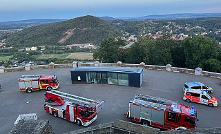 Die Personenrettung lief vom Kaiser Wilhelm Denkmal aus. - Feuerwehr Porta/Michael Horst Die Personenrettung lief vom Kaiser Wilhelm Denkmal aus. - Feuerwehr Porta/Michael Horst