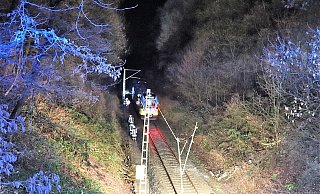 Der Zug der Eurobahn mit 13 Fahrgästen konnte gerade noch rechtzeitig bremsen. - Polizei Der Zug der Eurobahn mit 13 Fahrgästen konnte gerade noch rechtzeitig bremsen. - Polizei