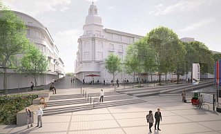 Freier Blick auf die Innenmstadt: Eine großzügige Treppenanlage soll die Mauer zwischen Bahnhofsvorplatz und Herforder Straße ersetzen. - Nagel Plant Freier Blick auf die Innenmstadt: Eine großzügige Treppenanlage soll die Mauer zwischen Bahnhofsvorplatz und Herforder Straße ersetzen. - Nagel Plant