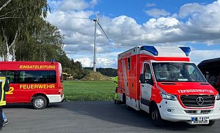 In Langenberg ist wegen starker Windböen der Flügel eines Windrades abgeknickt. - Thorsten Heß In Langenberg ist wegen starker Windböen der Flügel eines Windrades abgeknickt. - Thorsten Heß