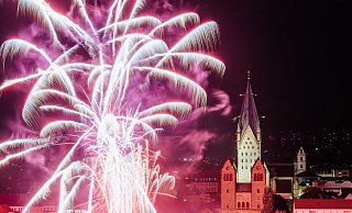 Dieser Blick aus dem Hotel Arosa zeigt das Feuerwerk zum Libori-Finale in Blickrichtung Paderquellgebiet und Dom. - BESIM MAZHIQI Dieser Blick aus dem Hotel Arosa zeigt das Feuerwerk zum Libori-Finale in Blickrichtung Paderquellgebiet und Dom. - BESIM MAZHIQI