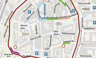 Diese Straßensperrungen stehen zur Diskussion: Bei Süsterplatz und Ritterstraße gibt es viel Zustimmung, der Waldhof könnte gekippt werden. - Stadt/Schultheiss Diese Straßensperrungen stehen zur Diskussion: Bei Süsterplatz und Ritterstraße gibt es viel Zustimmung, der Waldhof könnte gekippt werden. - Stadt/Schultheiss