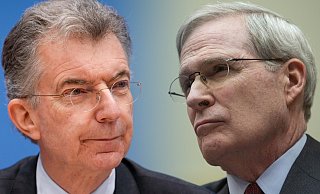 Christoph Heusgen (l.) und Stephen Hadley buchstabieren die komplizierte Frage der Sicherheitsgarantien für die Ukraine durch. - Picture Alliance/dpa/RND-Montage Christoph Heusgen (l.) und Stephen Hadley buchstabieren die komplizierte Frage der Sicherheitsgarantien für die Ukraine durch. - Picture Alliance/dpa/RND-Montage