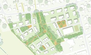 Diese Variante sieht mehr Grün vor als die andere. - Studio RW Ruddigkeit Wiebersinsky Landschaftsarchitekten Diese Variante sieht mehr Grün vor als die andere. - Studio RW Ruddigkeit Wiebersinsky Landschaftsarchitekten
