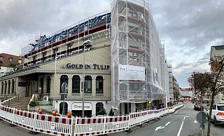 Die Straße Waldhof vor dem Hotel "Golden Tulip" ist wieder völlig frei. - Jens Reichenbach Die Straße Waldhof vor dem Hotel "Golden Tulip" ist wieder völlig frei. - Jens Reichenbach