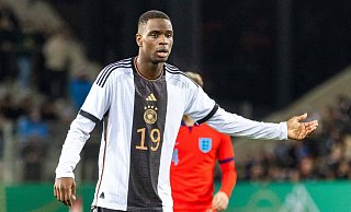 SCP-Stürmer Ilyas Ansah, hier in einem Länderspiel gegen England, schoss die deutsche U20 mit einem Doppelpack zum Sieg in Rumänien. - Imago Images SCP-Stürmer Ilyas Ansah, hier in einem Länderspiel gegen England, schoss die deutsche U20 mit einem Doppelpack zum Sieg in Rumänien. - Imago Images