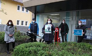 Kordula Schimke (Haus der Kulturen), Uwe Diekmann (ADFC), Mobilitätsbeauftragte Meike Kornblum, Klimaschutzmanager Julian Kucknat-Groß und Bürgermeister Thomas Meyer hoffen auf viele Teilnehmer. - Bohnenkamp-Schmidt Kordula Schimke (Haus der Kulturen), Uwe Diekmann (ADFC), Mobilitätsbeauftragte Meike Kornblum, Klimaschutzmanager Julian Kucknat-Groß und Bürgermeister Thomas Meyer hoffen auf viele Teilnehmer. - Bohnenkamp-Schmidt