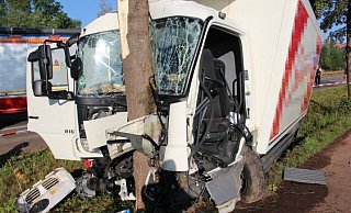 Der Lastwagen kollidierte frontal mit dem Straßenbaum. - Finn Luca Zell Der Lastwagen kollidierte frontal mit dem Straßenbaum. - Finn Luca Zell