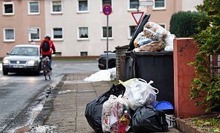 Die Gründe für nicht geleerte Mülltonnen sind vielfältig: Wetter, hoher Krankheitsstand, zugeparkte Straßen. Oder ein Rettungseinsatz. - Barbara Franke Die Gründe für nicht geleerte Mülltonnen sind vielfältig: Wetter, hoher Krankheitsstand, zugeparkte Straßen. Oder ein Rettungseinsatz. - Barbara Franke