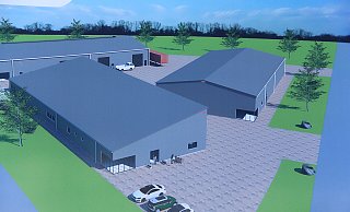 Eine Skizze des künftigen Handwerkerparks, der aus drei Hallen bestehen soll. - Burkhard Battran Eine Skizze des künftigen Handwerkerparks, der aus drei Hallen bestehen soll. - Burkhard Battran