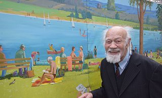 Hermann Fast im Jahr 2019 bei der Enthüllung seines Panoramabildes im Stadthaus Höxter. Foto: Stadt Höxter - Stadt Höxter Hermann Fast im Jahr 2019 bei der Enthüllung seines Panoramabildes im Stadthaus Höxter. Foto: Stadt Höxter - Stadt Höxter