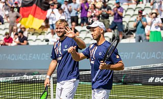 Kevin Krawietz (l.) und Tim Pütz wollen beim Rasenturnier in Halle ihren ersten gemeinsamen ATP-Titel feiern. - IMAGO/Beautiful Sports Kevin Krawietz (l.) und Tim Pütz wollen beim Rasenturnier in Halle ihren ersten gemeinsamen ATP-Titel feiern. - IMAGO/Beautiful Sports