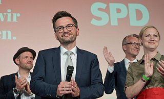 Thomas Kutschaty während der SPD-Wahlparty. - IMAGO/Revierfoto Thomas Kutschaty während der SPD-Wahlparty. - IMAGO/Revierfoto