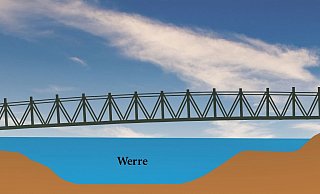 Bad Oeynhausens erste Stahl-Fachwerk-Brücke soll eine Radverbindung zwischen Prinzenwinkel und In der Ahe über die Werre schaffen. - Jürgen Schultheiß Bad Oeynhausens erste Stahl-Fachwerk-Brücke soll eine Radverbindung zwischen Prinzenwinkel und In der Ahe über die Werre schaffen. - Jürgen Schultheiß