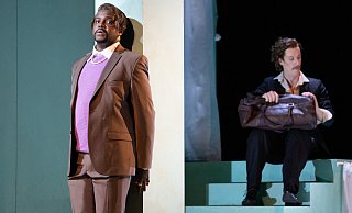 Sunnyboy Dladla (l.) in seiner Paraderolle als Almaviva und Todd Boyce als auch stimmlich überzeugender Figaro. - Lena Kern Sunnyboy Dladla (l.) in seiner Paraderolle als Almaviva und Todd Boyce als auch stimmlich überzeugender Figaro. - Lena Kern