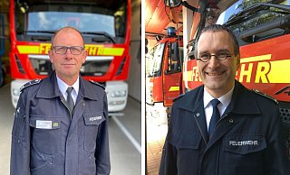 Rainer Baumeier (l., Löschabteilung Heepen) und Jens Husemann (Kupferhammer) stehen derzeit zur Wahl zum Gesamtsprecher der Freiwilligen Feuerwehr Bielefeld. - Rainer Baumeier, Jens Husemann Rainer Baumeier (l., Löschabteilung Heepen) und Jens Husemann (Kupferhammer) stehen derzeit zur Wahl zum Gesamtsprecher der Freiwilligen Feuerwehr Bielefeld. - Rainer Baumeier, Jens Husemann
