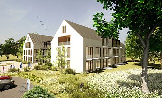So soll der Neubau auf dem Platz nach den Plänen von Freie Scholle und Bethel.regional aussehen. - Crayen Bergedieck Klasing So soll der Neubau auf dem Platz nach den Plänen von Freie Scholle und Bethel.regional aussehen. - Crayen Bergedieck Klasing