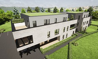 In der Computer-Visualisierung sieht es aus, als sei das geplante 14-Parteien-Wohnhaus von einer Parklandschft umgeben. In der Realität kann der Blick in den Garten sechs Meter weit schweifen - dann kommt die Wand des Netto-Marktes. - Bauteam Lang In der Computer-Visualisierung sieht es aus, als sei das geplante 14-Parteien-Wohnhaus von einer Parklandschft umgeben. In der Realität kann der Blick in den Garten sechs Meter weit schweifen - dann kommt die Wand des Netto-Marktes. - Bauteam Lang