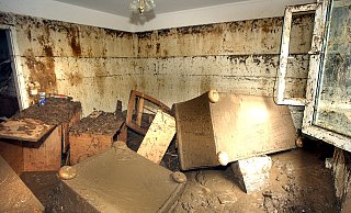 So sah es im August 2005 nach heftigen Niederschlägen in einem Schweichelner Wohnzimmer aus. - Frank-Michael Kiel-Steinkamp So sah es im August 2005 nach heftigen Niederschlägen in einem Schweichelner Wohnzimmer aus. - Frank-Michael Kiel-Steinkamp