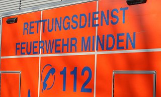 Der verletzte Rintelner wurde mit einem Krankenwagen ins Klinikum Minden gebracht. - MT-Archiv Der verletzte Rintelner wurde mit einem Krankenwagen ins Klinikum Minden gebracht. - MT-Archiv
