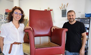 Elena Sauer und ihr Mitarbeiter Munif Isso in den neuen Räumen an der Spenger Poststraße. - Mareike Patock Elena Sauer und ihr Mitarbeiter Munif Isso in den neuen Räumen an der Spenger Poststraße. - Mareike Patock