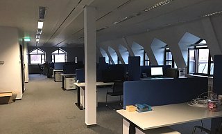 Die Arbeitsplätze im Großraum-Büro an der Berliner Straße. - NW/Privat Die Arbeitsplätze im Großraum-Büro an der Berliner Straße. - NW/Privat
