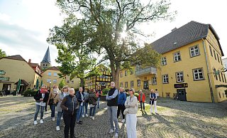Der Burgmannshof neben dem Marktplatz ist eine Station auf dem Rundgang durch das Zentrum Lübbeckes. Unweit davon erhebt sich die St.-Andreas-Kirche. Sie ist Lübbeckes ältestes Bauwerk. - Joern Spreen-Ledebur Der Burgmannshof neben dem Marktplatz ist eine Station auf dem Rundgang durch das Zentrum Lübbeckes. Unweit davon erhebt sich die St.-Andreas-Kirche. Sie ist Lübbeckes ältestes Bauwerk. - Joern Spreen-Ledebur