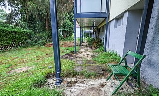 Die Rasenfläche im Hintergarten mit Löchern. - Sarah Jonek Die Rasenfläche im Hintergarten mit Löchern. - Sarah Jonek
