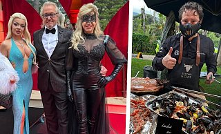 Carmen und Robert Geiss begrüßen Rapperin Katja Krasavice auf der Party, während Koch Denis Mann aus Steinhagen für die kulinarischen Höhepunkte bei "Sixty Shades of Carmen" sorgt. - GeissTV GmbH/Denis Mann Carmen und Robert Geiss begrüßen Rapperin Katja Krasavice auf der Party, während Koch Denis Mann aus Steinhagen für die kulinarischen Höhepunkte bei "Sixty Shades of Carmen" sorgt. - GeissTV GmbH/Denis Mann