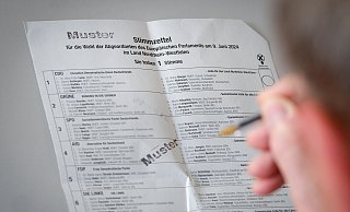 Der Wahlzettel für die Europawahl ist 70,5 Zentimeter lang. 34 Parteien stehen zur Auswahl. Gewählt werden Parteilisten, nicht einzelne Kandidaten. - Andreas Zobe Der Wahlzettel für die Europawahl ist 70,5 Zentimeter lang. 34 Parteien stehen zur Auswahl. Gewählt werden Parteilisten, nicht einzelne Kandidaten. - Andreas Zobe