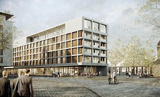 Entwurf für das geplante Intercity-Hotel am Hauptbahnhof. Der Baustarrt verzögert sich. - GBI Entwurf für das geplante Intercity-Hotel am Hauptbahnhof. Der Baustarrt verzögert sich. - GBI