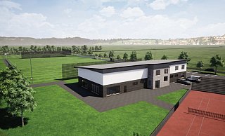 Außerhalb des Dorfes am Friedhofsweg soll dieses Großprojekt entstehen. Zwei Fußballplätze, drei Tennisplätze und ein Heim für drei Vereine. - Visualisierung: Stadt Delbrück Außerhalb des Dorfes am Friedhofsweg soll dieses Großprojekt entstehen. Zwei Fußballplätze, drei Tennisplätze und ein Heim für drei Vereine. - Visualisierung: Stadt Delbrück