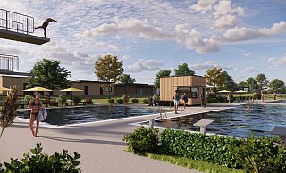Blick in die Zukunft: So wie in dieser Illustration wird das Freibad nach dem Umbau aussehen. - Illustration: pbr Architekten Ingenieure Blick in die Zukunft: So wie in dieser Illustration wird das Freibad nach dem Umbau aussehen. - Illustration: pbr Architekten Ingenieure