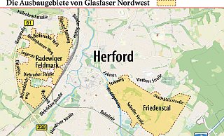 Großflächig soll in Kürze Glasfaser in der Radewig Feldmark (gelbe Fläche l.) verlegt werden. - Jürgen Schultheiß Großflächig soll in Kürze Glasfaser in der Radewig Feldmark (gelbe Fläche l.) verlegt werden. - Jürgen Schultheiß