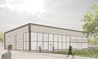 So sieht der Entwurf für die neue Brauerei in Bielefeld aus. Eine große gläserne Front erlaubt Einblicke in die Bierproduktion. - Skizze: Studio Hocini Architekten So sieht der Entwurf für die neue Brauerei in Bielefeld aus. Eine große gläserne Front erlaubt Einblicke in die Bierproduktion. - Skizze: Studio Hocini Architekten