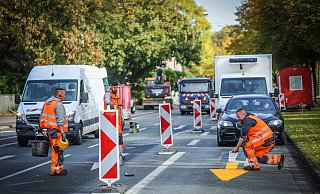 Eine Fahrspur führt noch durch die Baustelle im Bereich der Kunsthalle – sie ist derzeit aber nur für Anlieger frei. - Sarah Jonek Eine Fahrspur führt noch durch die Baustelle im Bereich der Kunsthalle – sie ist derzeit aber nur für Anlieger frei. - Sarah Jonek