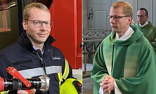 Pastor Bernd Bettmann ist seit einigen Wochen auch als Feuerwehrmann im Kreis Gütersloh im Einsatz. - Markuss Voss | Burkhard Hoeltzenbein Pastor Bernd Bettmann ist seit einigen Wochen auch als Feuerwehrmann im Kreis Gütersloh im Einsatz. - Markuss Voss | Burkhard Hoeltzenbein