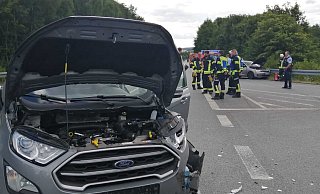 Der Unfall ereignete sich an der Kreuzung am Zufahrtsarmt der Bundesstraße 64 zur B 252. - Burkhard Battran Der Unfall ereignete sich an der Kreuzung am Zufahrtsarmt der Bundesstraße 64 zur B 252. - Burkhard Battran