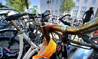 Das Archivbild zeigt eine Banderole bei einem Fahrrad in Bielefeld. - Andreas Frücht Das Archivbild zeigt eine Banderole bei einem Fahrrad in Bielefeld. - Andreas Frücht