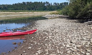 Nur noch Steine: Niedrigwasser in der Weser bei Wehrden. - Sigrid Heideck Nur noch Steine: Niedrigwasser in der Weser bei Wehrden. - Sigrid Heideck