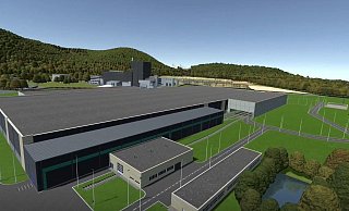 Riesige Halle Im Vordergrund ist die Stahlbetonhalle des geplanten Atommüll-Logistikzentrums zu sehen, das 16 Meter hoch werden soll. Im Hintergrund erkennt man die bestehenden Gebäude des ehemaligen Atomkraftwerks. - Visualisierung: Nusec/BGZ/ Screenshot: Manuela Puls Riesige Halle Im Vordergrund ist die Stahlbetonhalle des geplanten Atommüll-Logistikzentrums zu sehen, das 16 Meter hoch werden soll. Im Hintergrund erkennt man die bestehenden Gebäude des ehemaligen Atomkraftwerks. - Visualisierung: Nusec/BGZ/ Screenshot: Manuela Puls