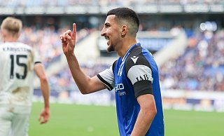 Arminia Bielefelds Nassim Boujellab bejubelt seinen Treffer gegen den SV Waldhof Mannheim. - Oliver Krato Arminia Bielefelds Nassim Boujellab bejubelt seinen Treffer gegen den SV Waldhof Mannheim. - Oliver Krato