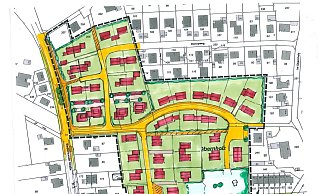 Der neue Entwurf: Links liegt die Stedefreunder Straße, über den der Verkehr von und ins Wohngebiet fließen soll. - Stadt Herford Der neue Entwurf: Links liegt die Stedefreunder Straße, über den der Verkehr von und ins Wohngebiet fließen soll. - Stadt Herford