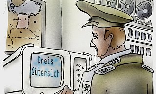 Die Stasi bei der Arbeit: So stellt sich unser Zeichner Heinrich Schwarze-Blanke die Arbeit der Auslandsspionage mit der SIRA-Datenbank vor. - HSB Cartoon Die Stasi bei der Arbeit: So stellt sich unser Zeichner Heinrich Schwarze-Blanke die Arbeit der Auslandsspionage mit der SIRA-Datenbank vor. - HSB Cartoon