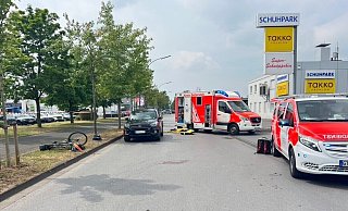 An einem Supermarkt in Rheda-Wiedenbrück ist es Ende Mai zu einem folgenschweren Unfall zwischen einer Pedelec-Fahrerin und einem Pkw gekommen. - Thorsten Heß An einem Supermarkt in Rheda-Wiedenbrück ist es Ende Mai zu einem folgenschweren Unfall zwischen einer Pedelec-Fahrerin und einem Pkw gekommen. - Thorsten Heß