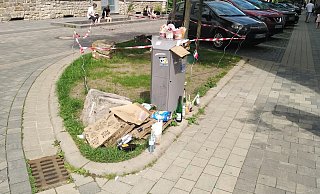 Auch der übervolle Mülleimer veranlasste offenbar niemanden, seinen Abfall wieder mitzunehmen: Er wurde statt dessen einfach daneben deponiert. - privat Auch der übervolle Mülleimer veranlasste offenbar niemanden, seinen Abfall wieder mitzunehmen: Er wurde statt dessen einfach daneben deponiert. - privat
