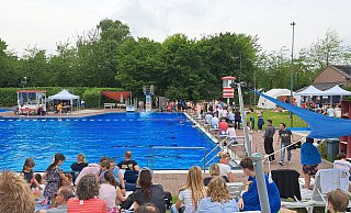 Mehr als 1.000 Gäste kamen ins Freibad Wiedenbrück, um das Sprung-Spektakel zu beobachten. - marion pokorra Mehr als 1.000 Gäste kamen ins Freibad Wiedenbrück, um das Sprung-Spektakel zu beobachten. - marion pokorra