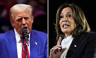 Hoffen auf Erfolg in den «Swing States»: Donald Trump und Kamala Harris. - VUCCI/MARTIN/AP/dpa Hoffen auf Erfolg in den «Swing States»: Donald Trump und Kamala Harris. - VUCCI/MARTIN/AP/dpa