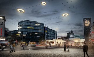 Leuchtringe sollen den Jahnplatz in angenehmes Licht tauchen. - loomn architektur visualisierungJost Hauer Dipl.-Ing. Arch. TU Leuchtringe sollen den Jahnplatz in angenehmes Licht tauchen. - loomn architektur visualisierungJost Hauer Dipl.-Ing. Arch. TU
